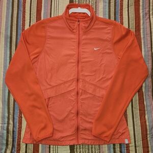 Nike Red-Orange Full-Zip Jacket Womens Size Medium Therma Fit Zip Up Long Sleeve
